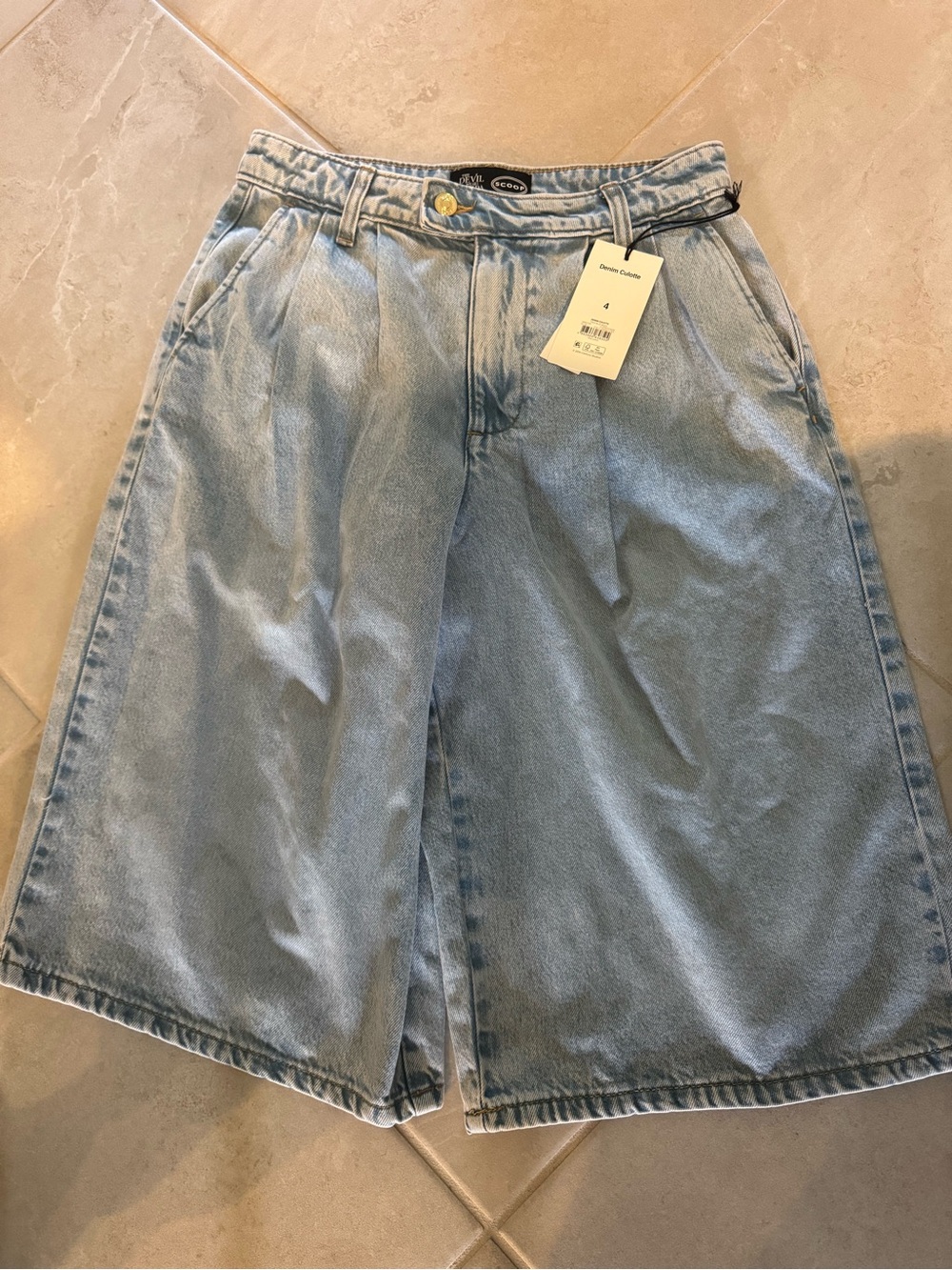 Devil Wears Prada Scoop Collection Denim Pleated Culottes NWT - Picture 9 of 12